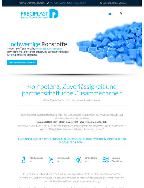 Website Preciplast Kunststofftechnik