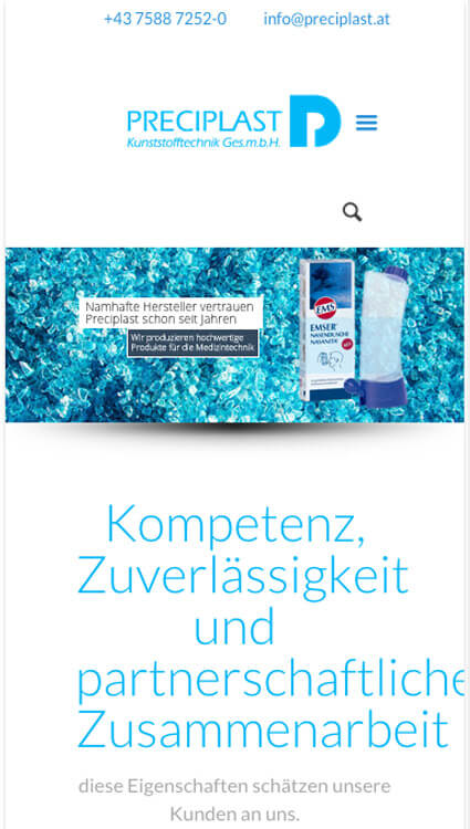 Mobile Website Preciplast Kunststofftechnik
