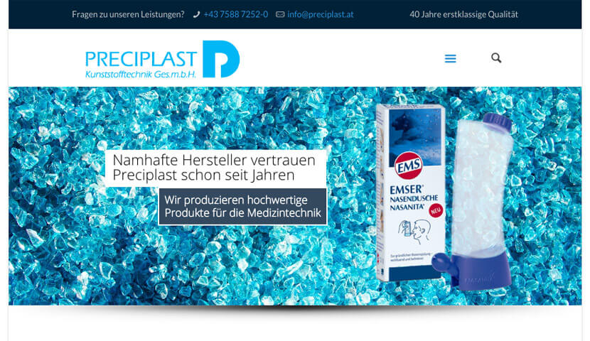 Responsive Webseite Preciplast Kunststofftechnik
