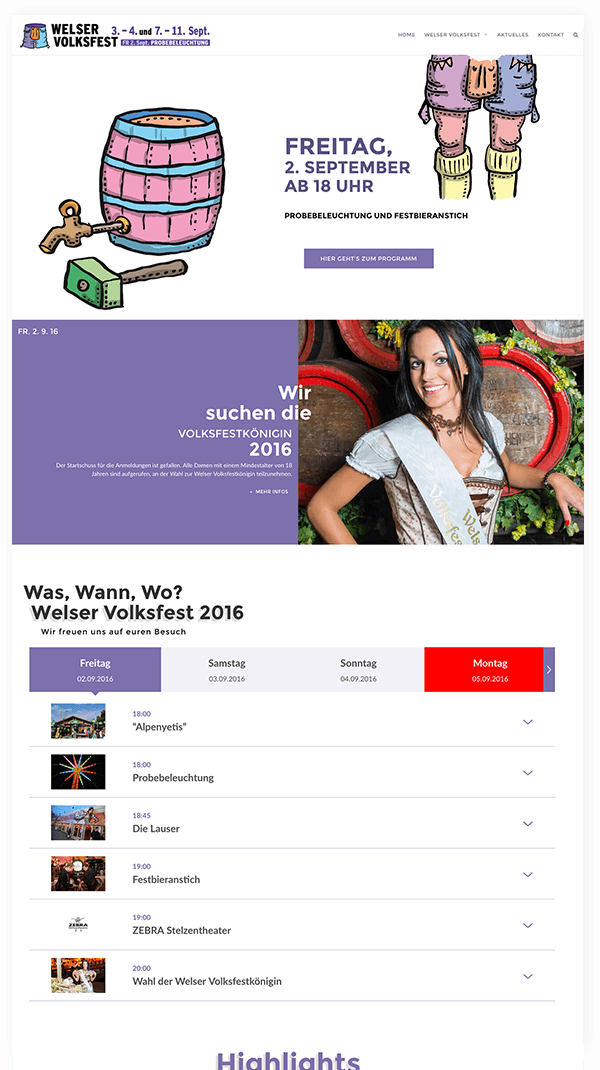 Programm Webseite Welser Volksfest