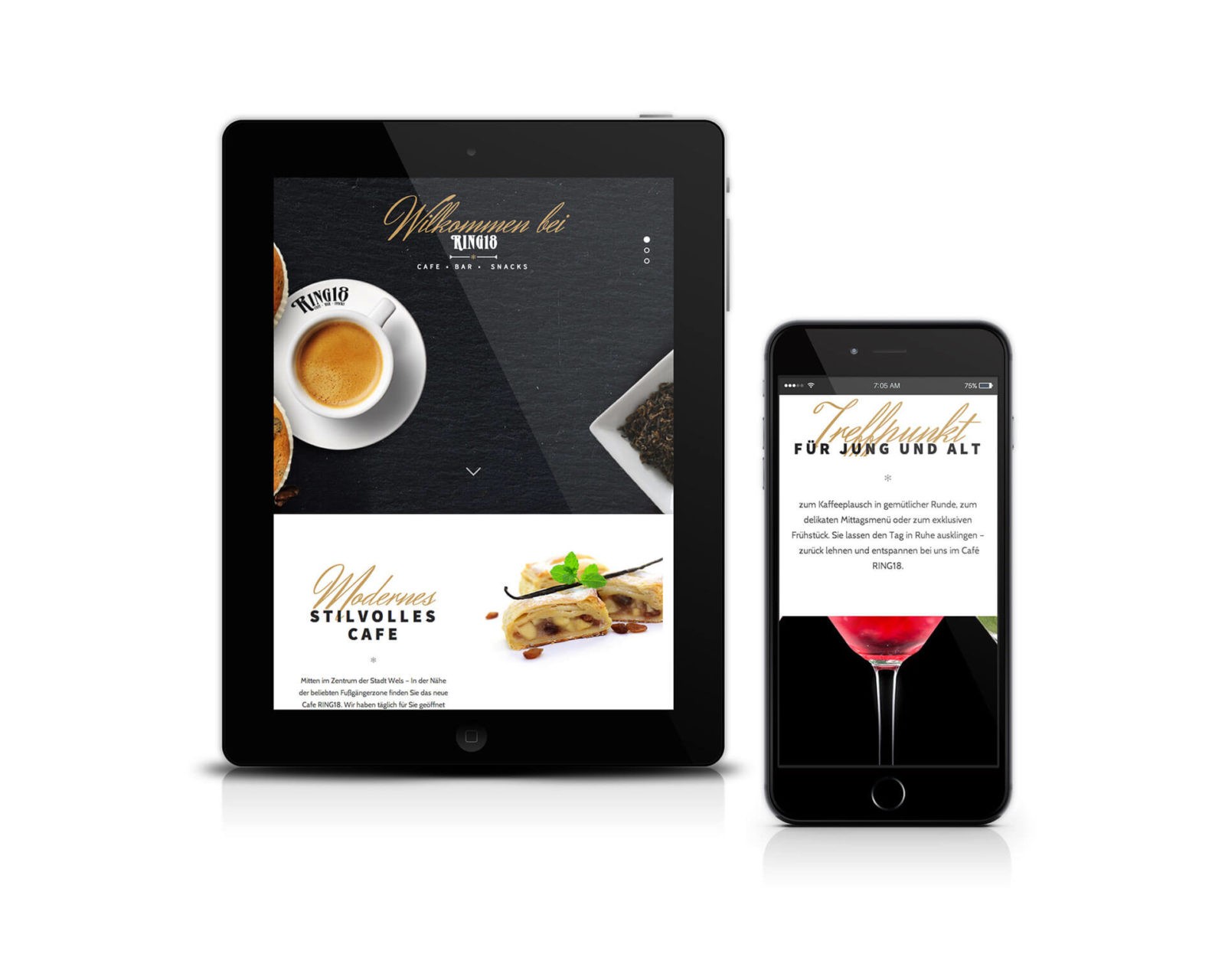Responsive Webseite Cafe Ring18 Wels